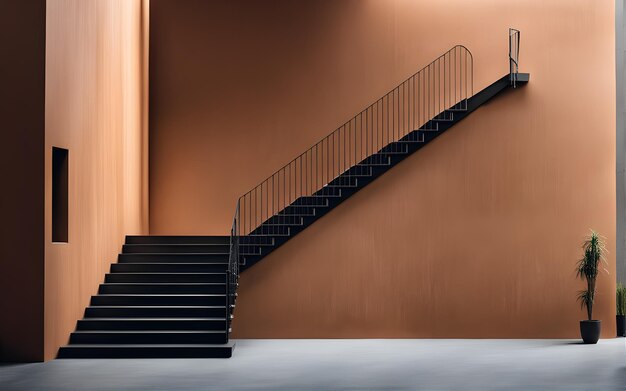 A photo of the wall with stair for mockup