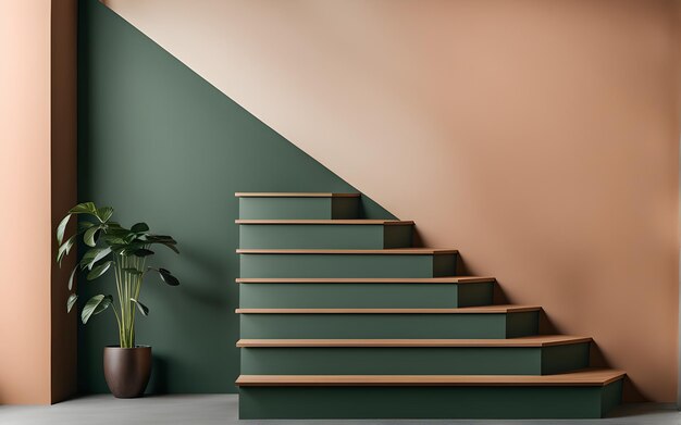 A photo of the wall with stairs for mockup