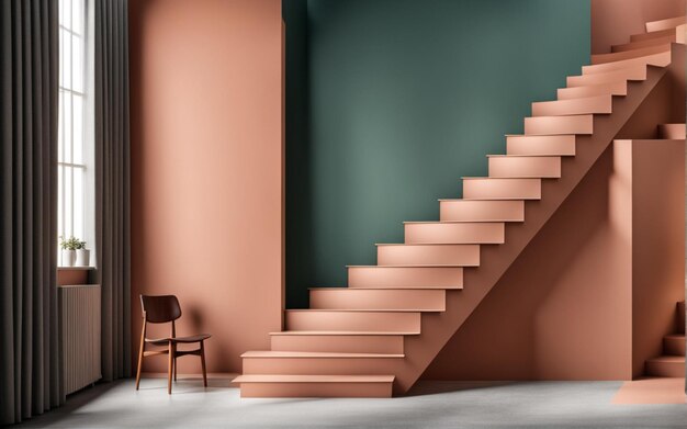 A photo of the wall with stairs for mockup