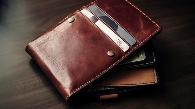 A Photo of a Wallet with Credit Cards and Money
