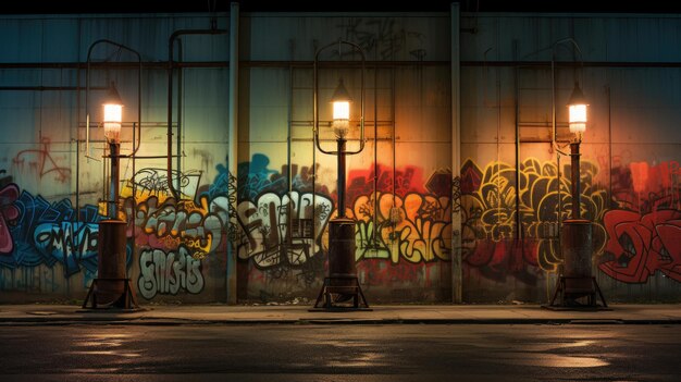 A photo of a warehouse exterior graffiticovered walls