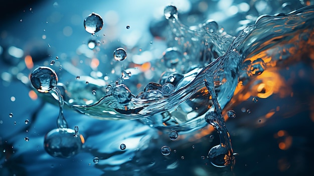 photo water background with waves and drop falling