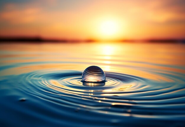 Photo of water droplets with water circles creating ripple effect