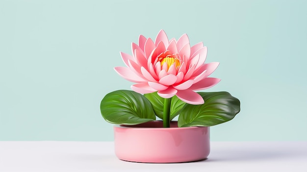 Photo of Water Lily flower in pot isolated on white background