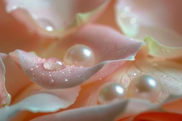 Foto foto di perle d'acqua su fiori di ciliegio rosa