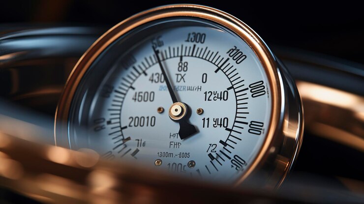 A photo of a water pressure gauge in action