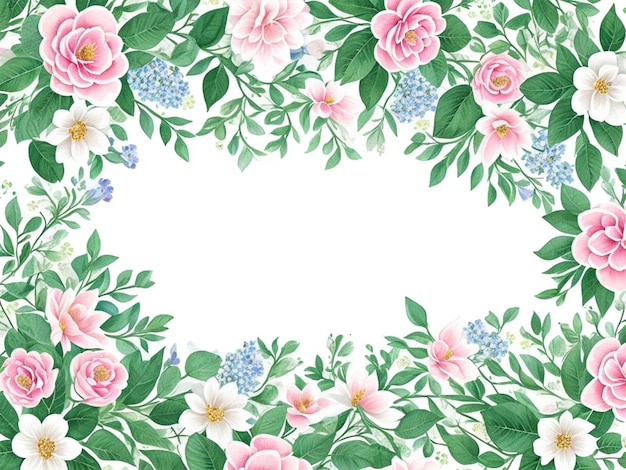Photo Watercolor background flowers border floral banner ai generated