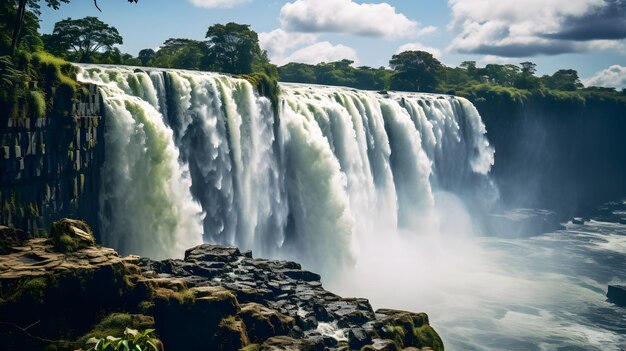 Photo a photo of waterfalls with cascading water as the background during the wet season