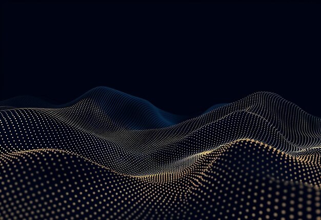 Photo photo of wave of particles data technology digital abstract dark background design