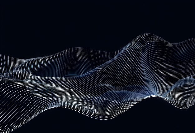 Photo of wave of particles data technology digital abstract dark background design