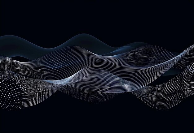 Photo of wave of particles data technology digital abstract dark background design