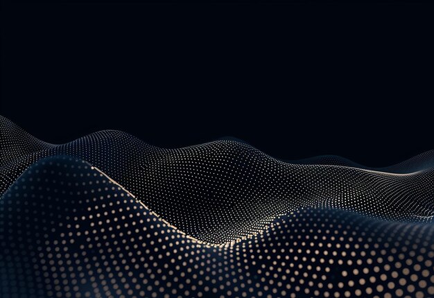 Photo photo of wave of particles data technology digital abstract dark background design