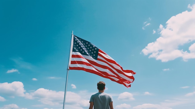 Photo waving usa flag outdoors