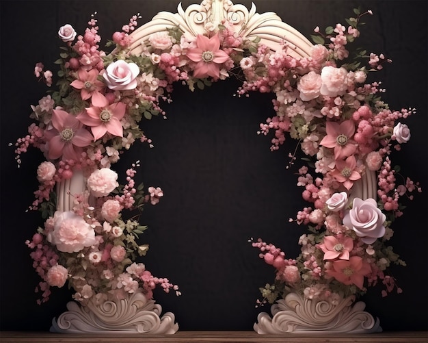 photo of wedding arch full of flowers