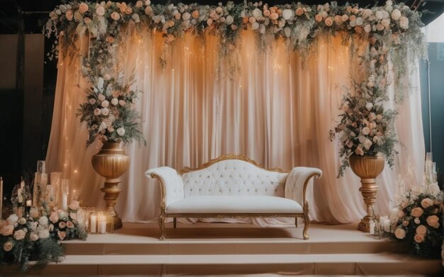 Фото свадебного украшения с цветом на заднем плане