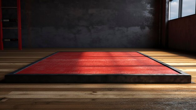 A photo of a weightlifting platform without lifters