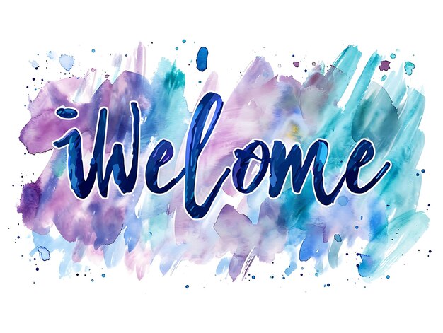 Photo of Welcome Text With Watercolor Effect and Elegant Script Font for Content Creator Stream