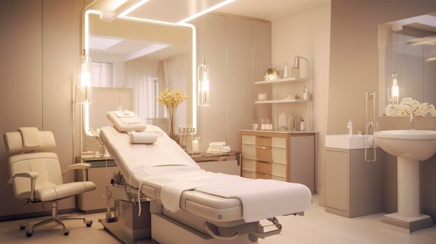 A photo of a welllit facial treatment room