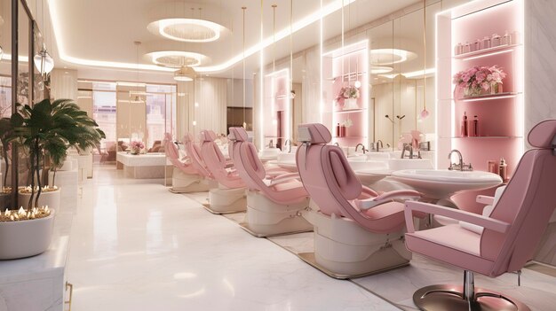 A photo of a welllit nail salon with modern pedicure