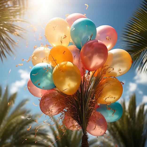 Photo of Whimsical Balloon Sacred Cross and Balloon Arch Palm Leaves Good Friday Palm Sunday Art