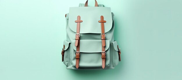 Photo of a white backpack hanging on a wall with plenty of space for your own design or message