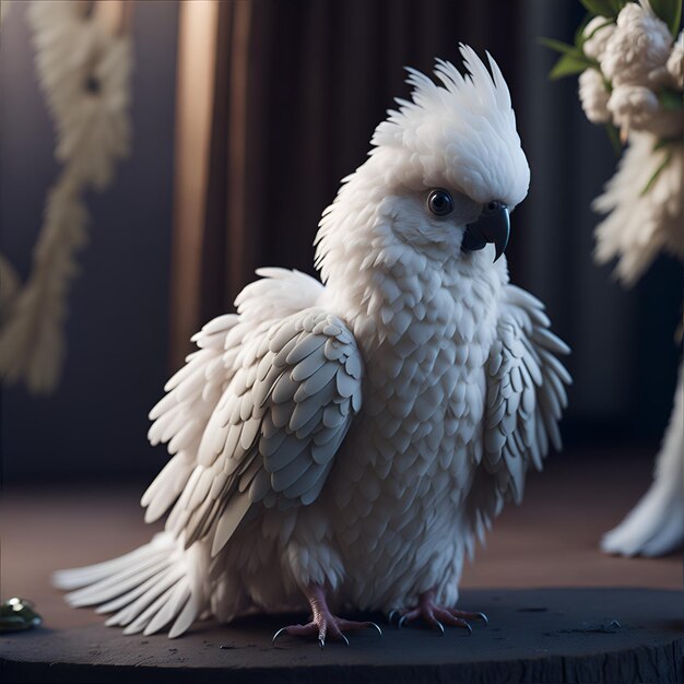 Photo of a white bird perched on a table