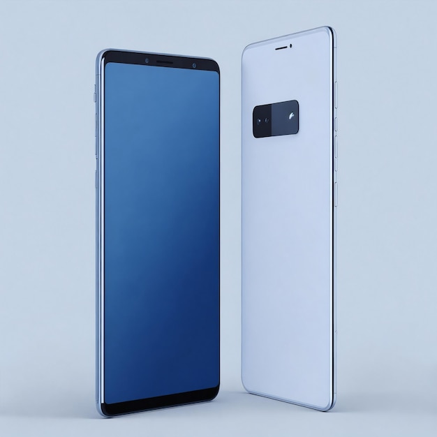 Photo of a white and blue Samsung phone side by side showcasing the sleek design and vibrant colors
