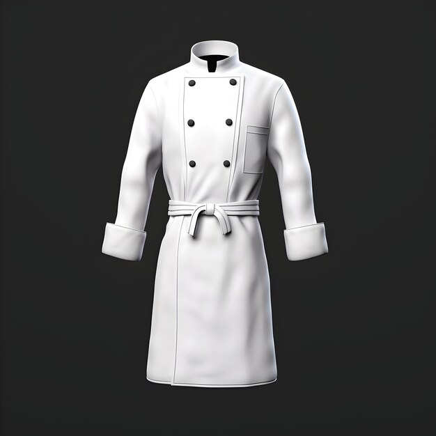 写真 白いシェフのジャケットのモックアップ - 黒い背景に隔離されたデザイン