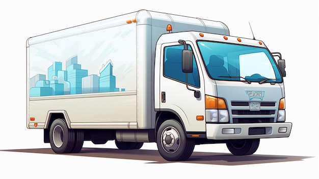 Photo white delivery truck 3d rendering generated by AI