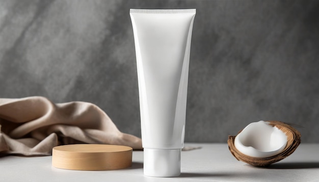 photo white face cream tube mockup generated by AI