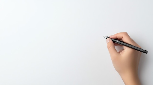 photo of white hand holding drawing pen on paper