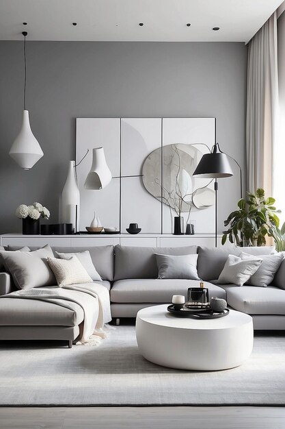 Photo white modern living room with television and decoration generative ai