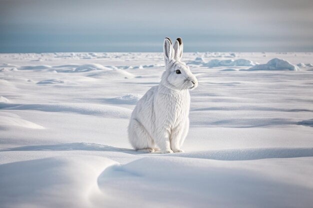 Photo white rabbit in arctic