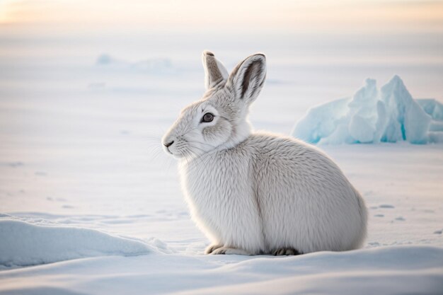 Photo white rabbit in arctic