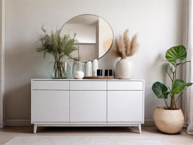 photo white sideboard in living room interior