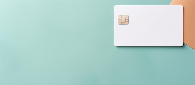 Foto foto di una sim card bianca su una parete verde con un sacco di spazio per testo o altri elementi di design