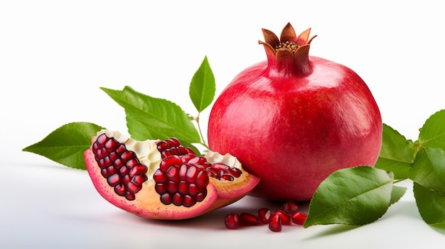 photo of whole pomegranate isolated on a white granade on a white background ai generated