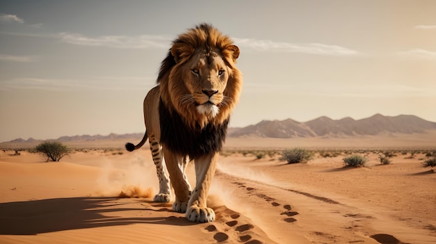 фото дикой природы лев на пустыне