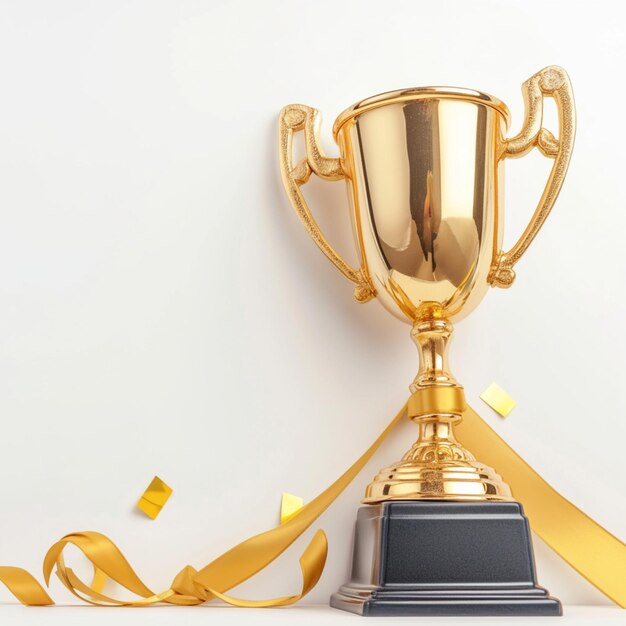 Photo Winner gold trophy cup isolated on white background with copy space For Social Media Post Size