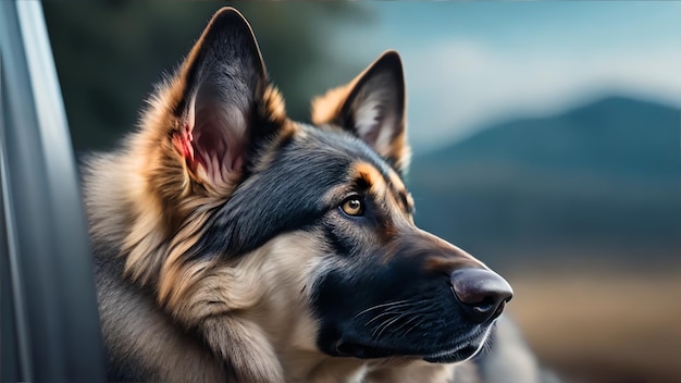 photo of a wolf gray German shepherd