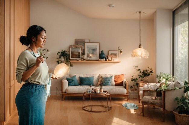 photo woman doing home cleaning