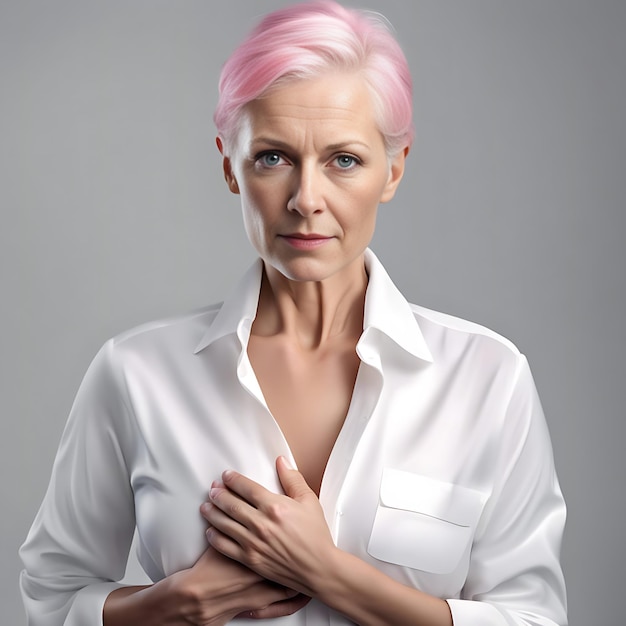 photo of a woman giving awareness of breast cancer