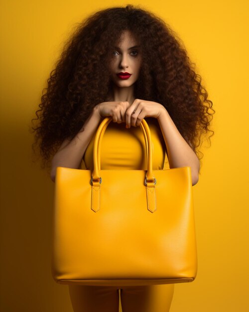Photo Woman Holding a Yellow Tote Bag in Her Hand