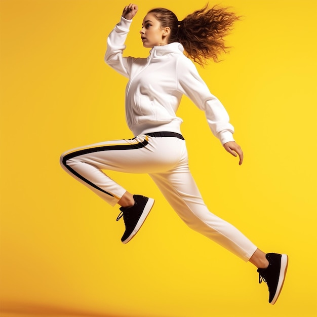 Photo of a woman jumping in air