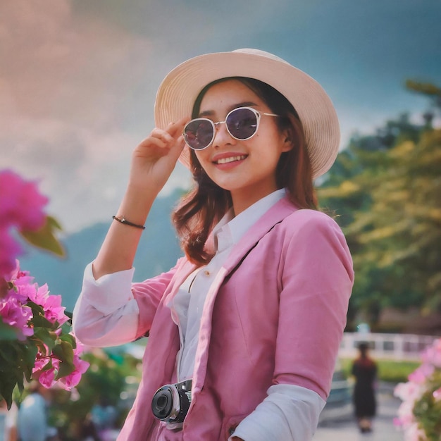 photo of woman outdoors spring