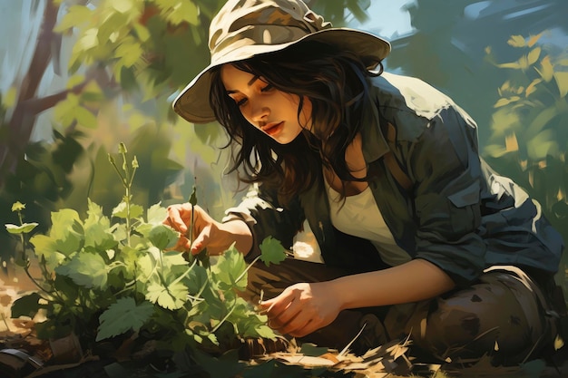 Photo of a woman planting tree seeds