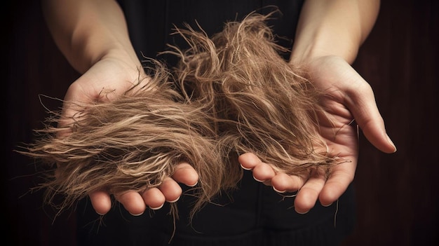 A photo of a woman's hands with a brush in the foreground.