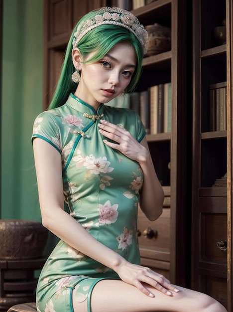 中国製のドレスを着た女性の写真