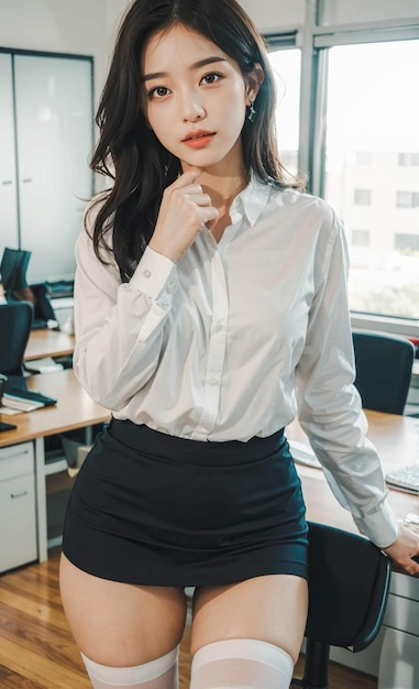 a photo of a woman wearing work clothes
