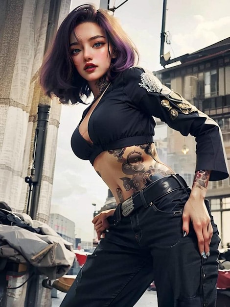 a photo of a woman with tattoos